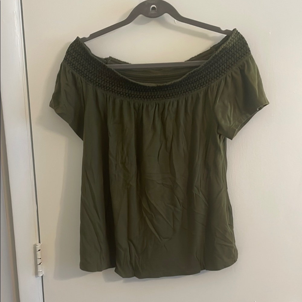 Olive Green Off-Shoulder Top